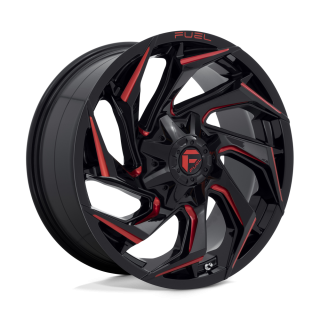 Fuel D755 REACTION alloy wheel Gloss Black Milled W/ Red Tint 9.0x20 ET20 8x180