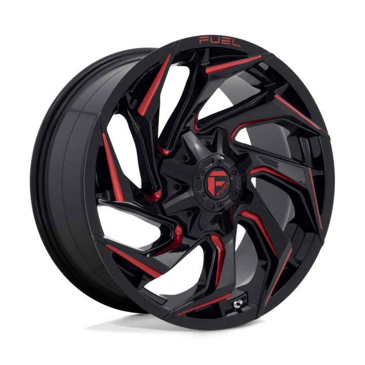 Fuel D755 REACTION alloy wheel Gloss Black Milled W/ Red Tint 9.0x20 ET20 8x180