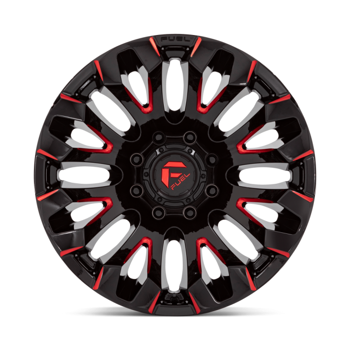 Fuel QUAKE alloy wheel Gloss Black Milled Red Tint 10.0x20 ET-18 8x165.1 - view 3