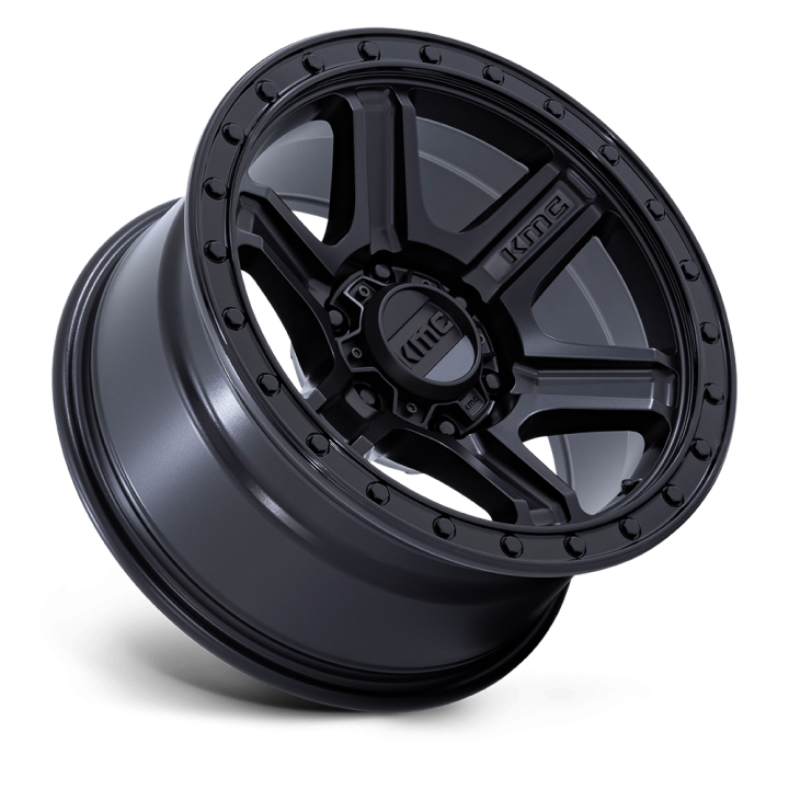 KMC OUTRUN alloy wheel Matte Black With Gloss Black Lip 8.5x17 ET-10 6x139.7 - view 3