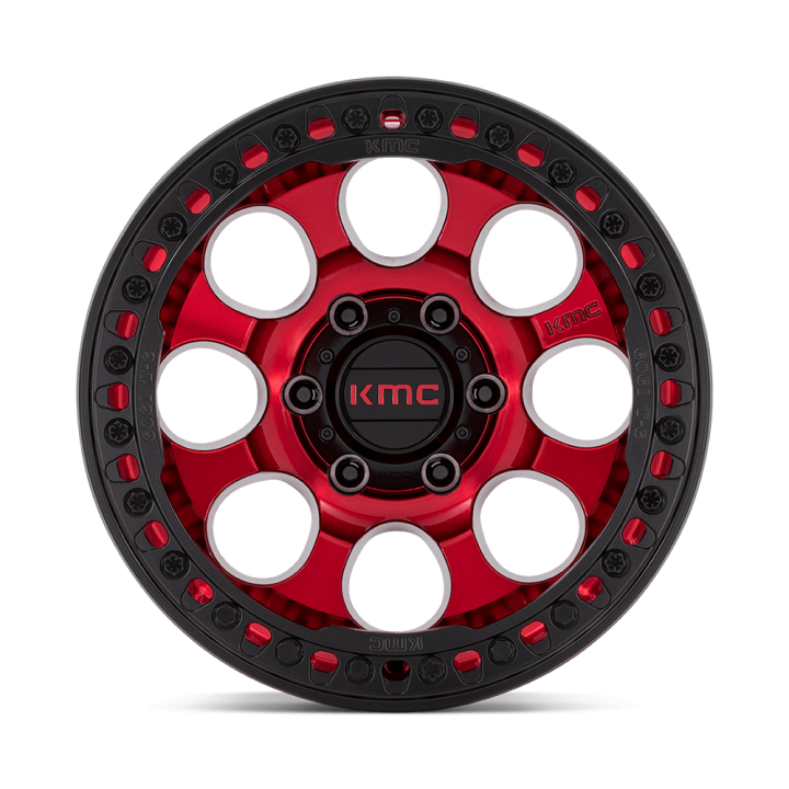 KMC RIOT BEADLOCK alloy wheel Candy Red With Black Ring 8.5x17 ET0 6x135 - view 3