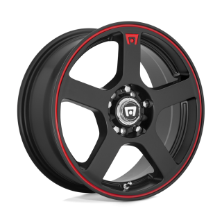 Motegi FS5 alloy wheel Matte Black Red Racing Stripe 6.5x15 ET40 5x114.3