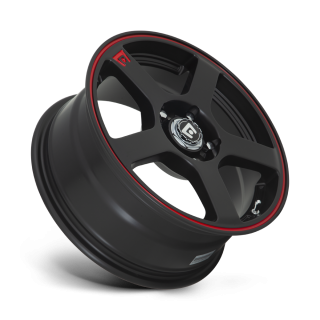 Motegi FS5 alloy wheel Matte Black Red Racing Stripe 6.5x15 ET40 5x114.3 - view 2