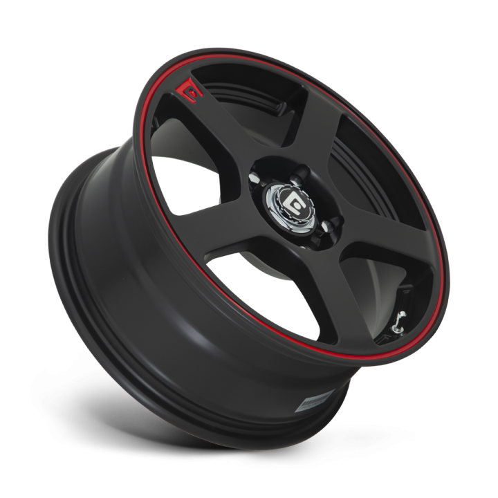 Motegi FS5 alloy wheel Matte Black Red Racing Stripe 6.5x15 ET40 5x114.3 - view 2