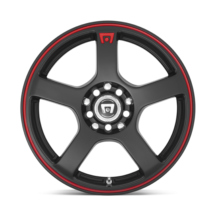 Motegi FS5 alloy wheel Matte Black Red Racing Stripe 6.5x15 ET40 5x114.3 - view 3