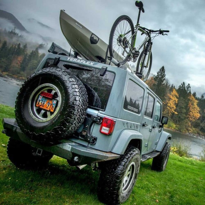 Rear adjustable relocation spare wheel ze reinforcement tailgate and hinges heavy duty TeraFlex Alpha - view 2