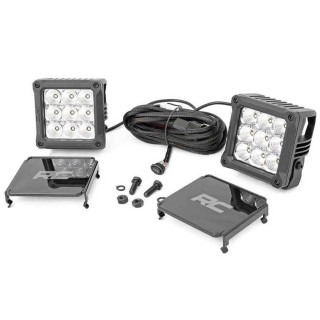 LED lights 4" square white DRL Rough Country | Szekla4x4