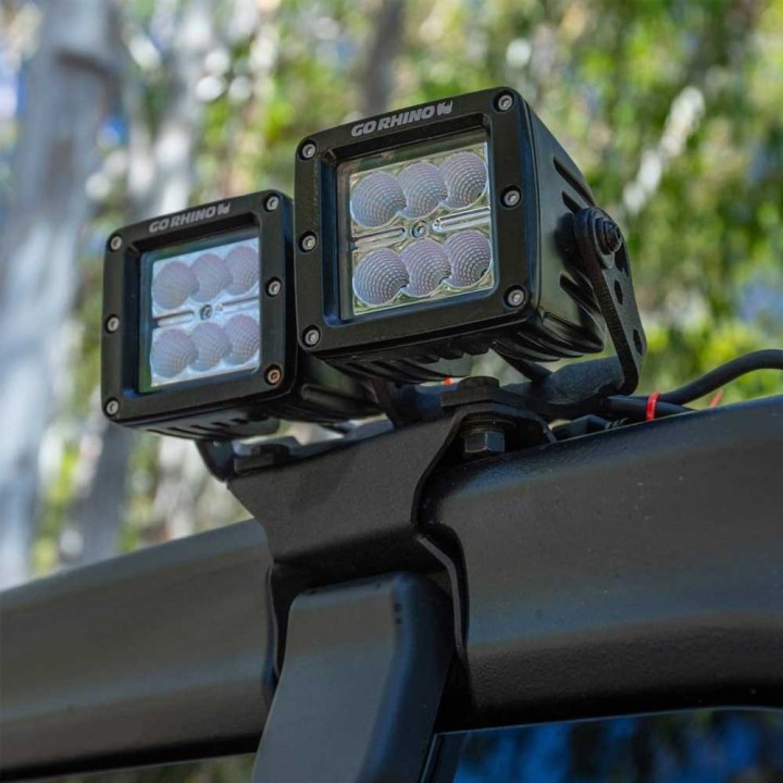 Rear window mounts for two LED Cube 3x3" lights Go Rhino