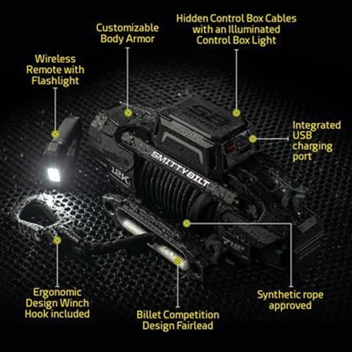Winch with synthetic rope and wireless remote 12000 lbs X20 GEN3 Smittybilt - view 4