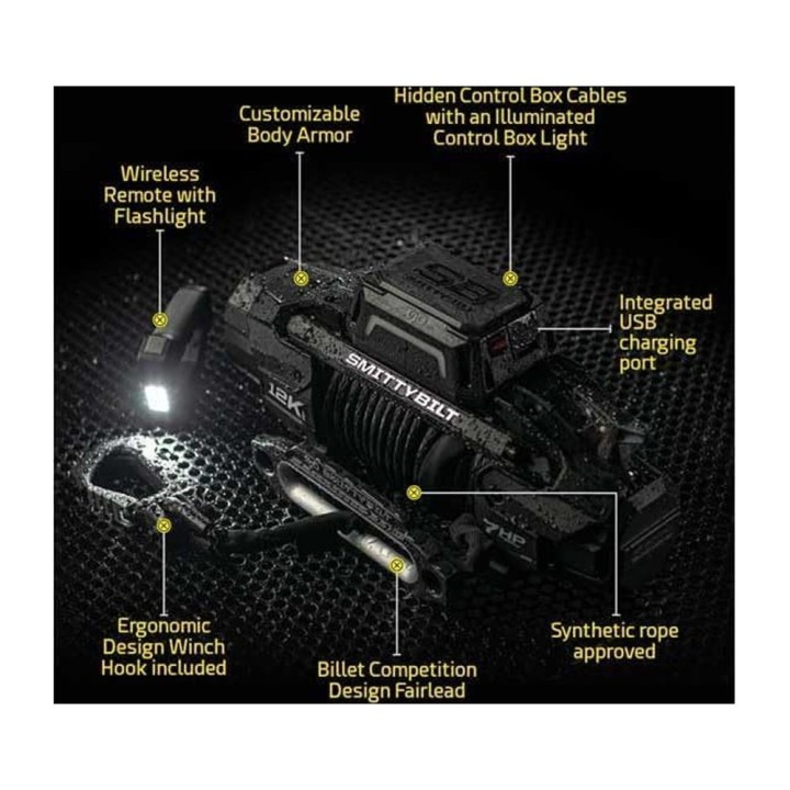 Winch with synthetic rope and wireless remote 10000 lbs X20 GEN3 Smittybilt - view 4