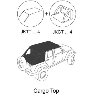 Rear complete frameless cargo-style soft top with wall