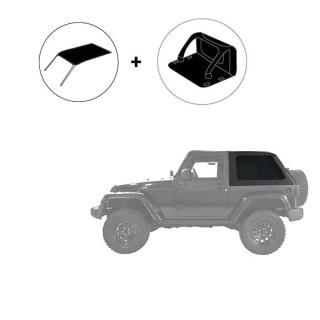 Rear complete frameless cargo-style soft top with wall
