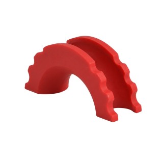 Red Snakeman shackle bow cover at an angle, showing the ribbed edges
