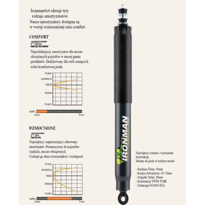 Rear shock absorber Ironman 4x4 Foam Cell Pro Heavy Duty, 2" lift — Toyota Land Cruiser, Toyota Hilux Vigo (45081FE) - view 3