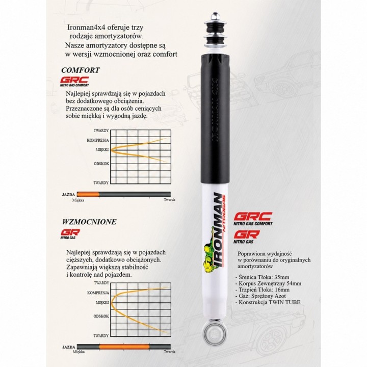 Rear shock absorber Ironman 4x4 Nitro Gas, 2" lift — Haval H9 (12804GR) - view 3