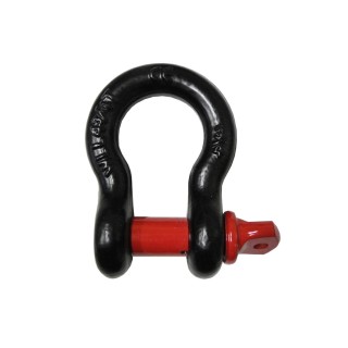 6.5 t black bow shackle with a red pin, side view