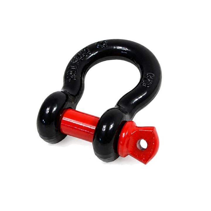 Snakeman 3.25 t bow shackle turned to show the eye of the screw pin