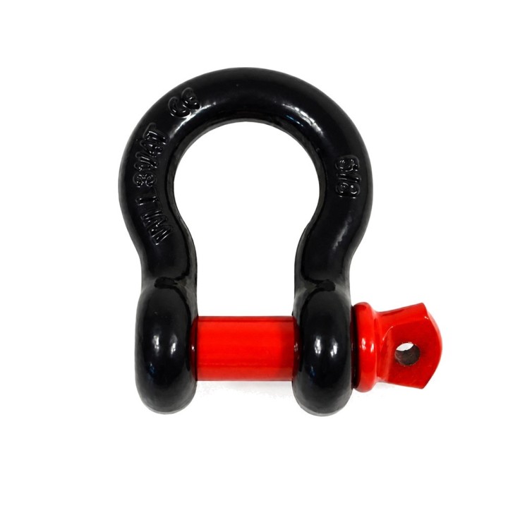 Snakeman 3.25 t bow shackle from the front, bow upright, pin across