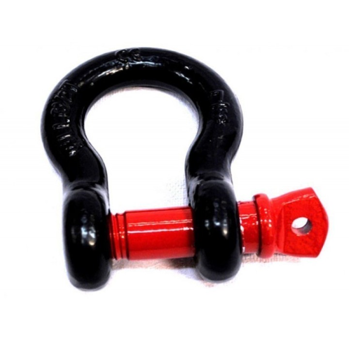 Close-up of the Snakeman 3.25 t shackle showing the black coating and markings
