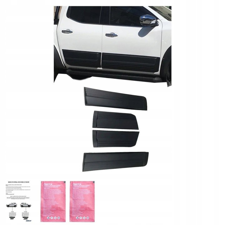 Door Cladding Set Nissan Navara NP300 D23 2014-2021 — ABS, Matt Black