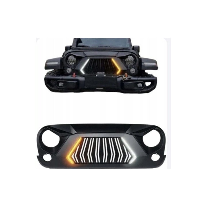 Front Grille, ABS, with LED DRL and Indicators - Jeep Wrangler JK/JKU 2007-2017