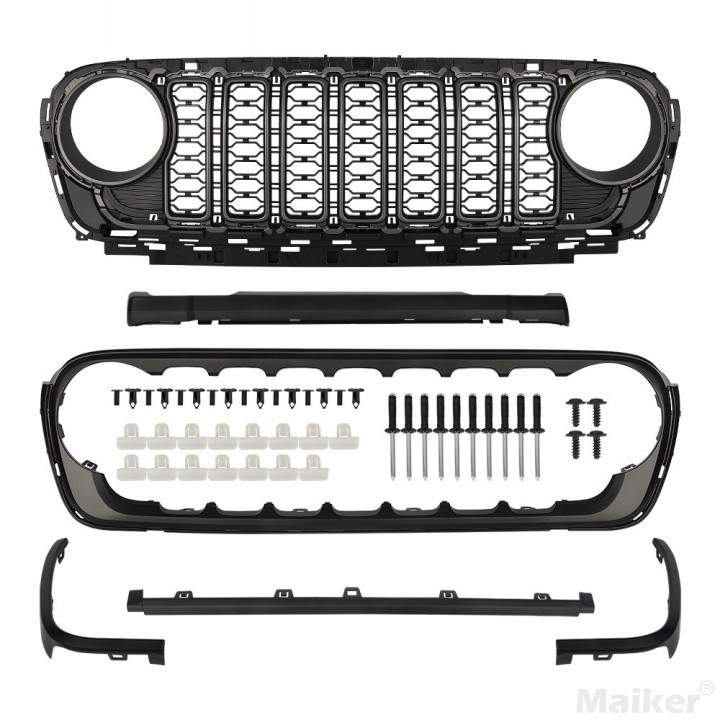 2024-Style Grille Jeep Wrangler JL / JLU 2018+ and Gladiator JT 2020+, No Camera - view 3