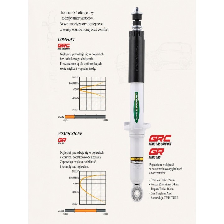 Front shock absorber Ironman 4x4 Nitro Gas, 2" lift — Fiat Fullback, Mitsubishi Pajero Sport 2 (12715GR) - view 3