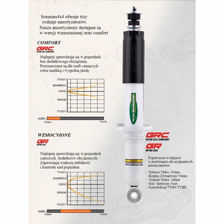 Front shock absorber Ironman 4x4 Nitro Gas, 2" lift — Fiat Fullback, Mitsubishi Pajero Sport 2 (12715GR) - view 5