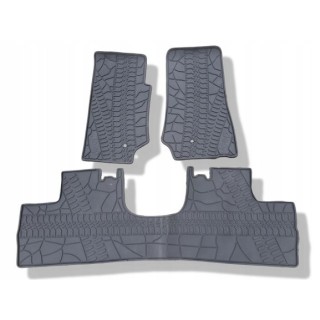 TopFire Rubber Floor Mats Jeep Wrangler JKU 4-Door 2007-2011 — Set of 3