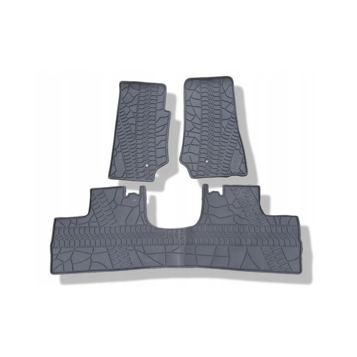 TopFire Rubber Floor Mats Jeep Wrangler JKU 4-Door 2007-2011 — Set of 3