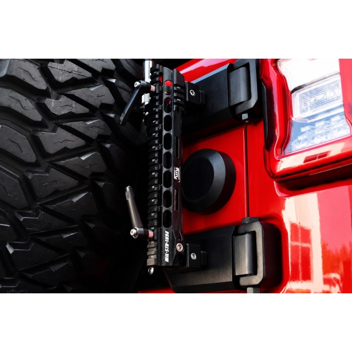 FURY Antenna and Flag Mount for Spare Wheel Carrier Jeep Wrangler JK / JL — Black
