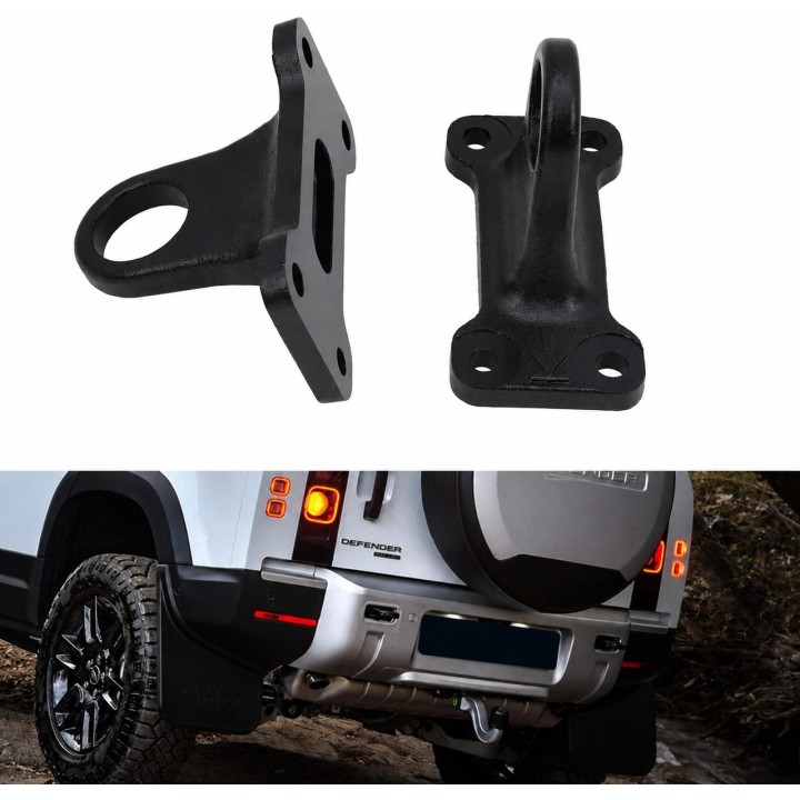 Recovery Hook and Rope Mounts for Rear Bumper Land Rover Defender — Set of 2
