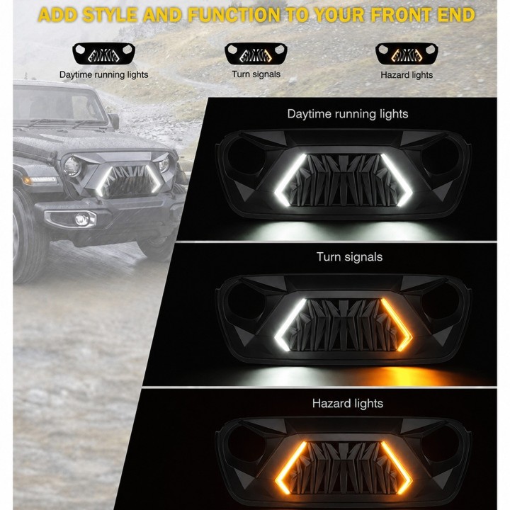 Grille Jeep Wrangler JL / Gladiator JT 2018-2025 LED