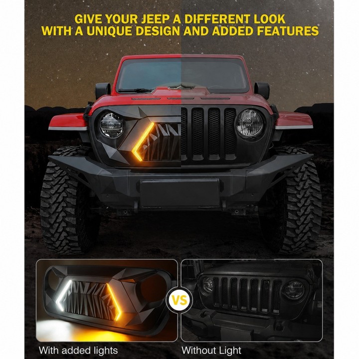 Grille Jeep Wrangler JL / Gladiator JT 2018-2025 LED