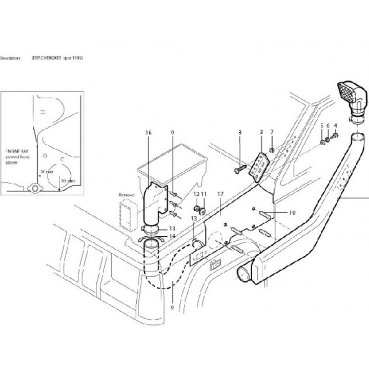 Snorkel air intake Snakeman 4WD Jeep Cherokee XJ SNSJXJ