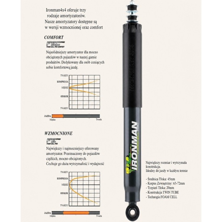 Front shock absorber Ironman 4x4 Foam Cell Pro Heavy Duty, 2" lift — Land Rover Defender, Land Rover Discovery - view 3