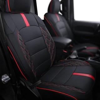 Seat Covers Jeep Wrangler JLU 4-Door 2018+ — black with red inserts