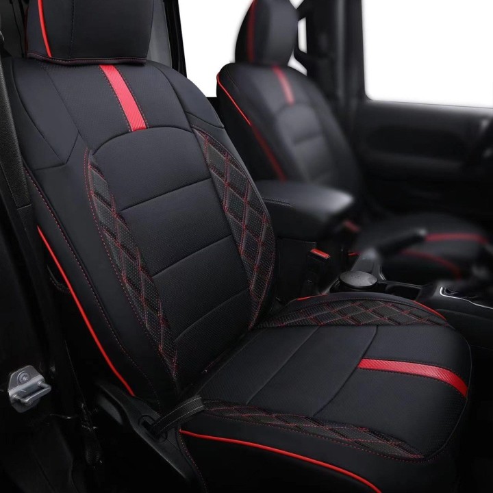 Seat Covers Jeep Wrangler JLU 4-Door 2018+ — black with red inserts