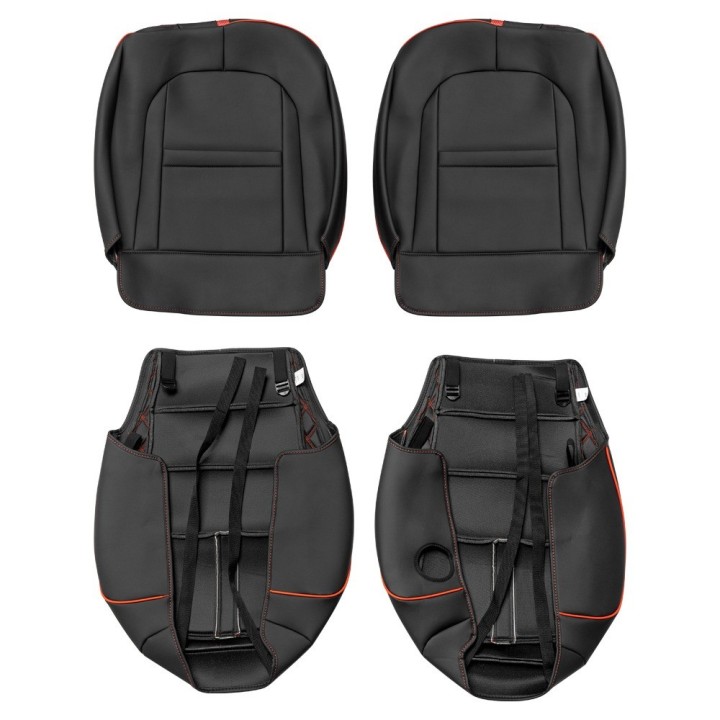 Seat Covers Jeep Wrangler JLU 4-Door 2018+ — black with red inserts - view 2