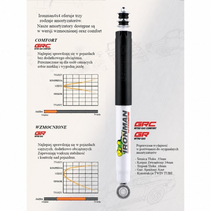 Rear shock absorber Ironman 4x4 Nitro Gas, 2" lift — Toyota Fortuner (12743GR) - view 3