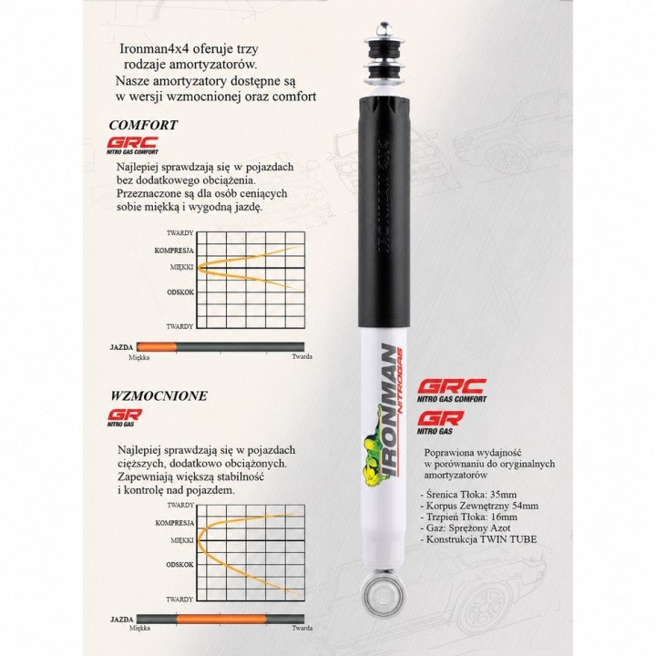 Front shock absorber Ironman 4x4 Jeep Wrangler JK 12751LGR