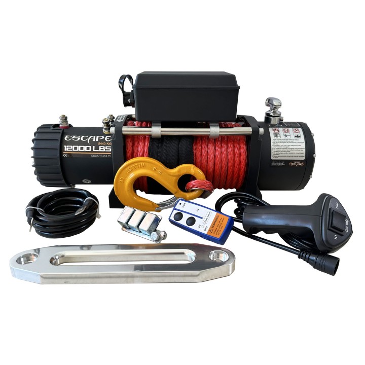 Escape 12000ES Winch 12000 lbs [5443 kg] with Red Synthetic Rope