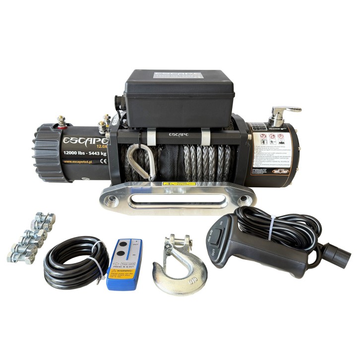 Escape 12.0x Type 2 Winch 12000 lbs [5443 kg] with Grey Synthetic Rope