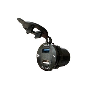 Dual USB Charger 5V Quick Charge 3.0 and 2.4A with Voltmeter