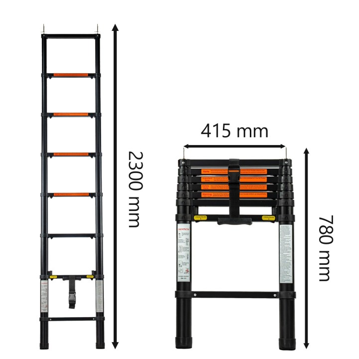 Wild Camp 2.3 m Telescopic Aluminium Ladder | Szekla4x4