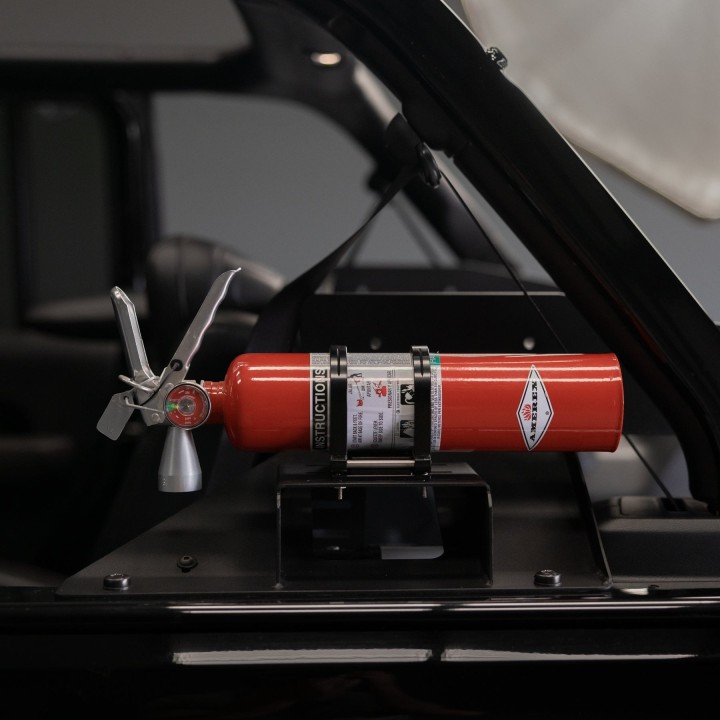 TEK208 CNC Fire Extinguisher Mount, Black – One-Hand Access
