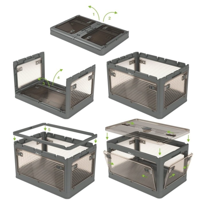 Yolco FB55 Carbon 55 L folding box with wheels, graphite