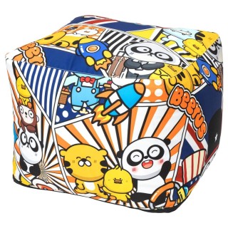 Yolco GS3 Inflatable Pouf with Colourful Print, 55 x 55 x 40 cm