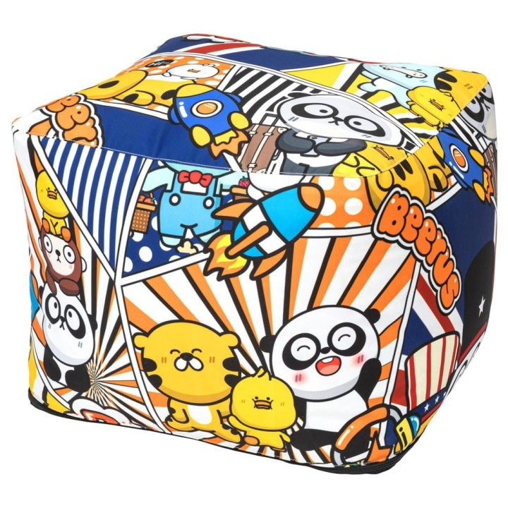 Yolco GS3 Inflatable Pouf with Colourful Print, 55 x 55 x 40 cm