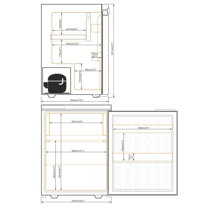 Yolco KL65N 59 L compressor fridge with 14 L freezer